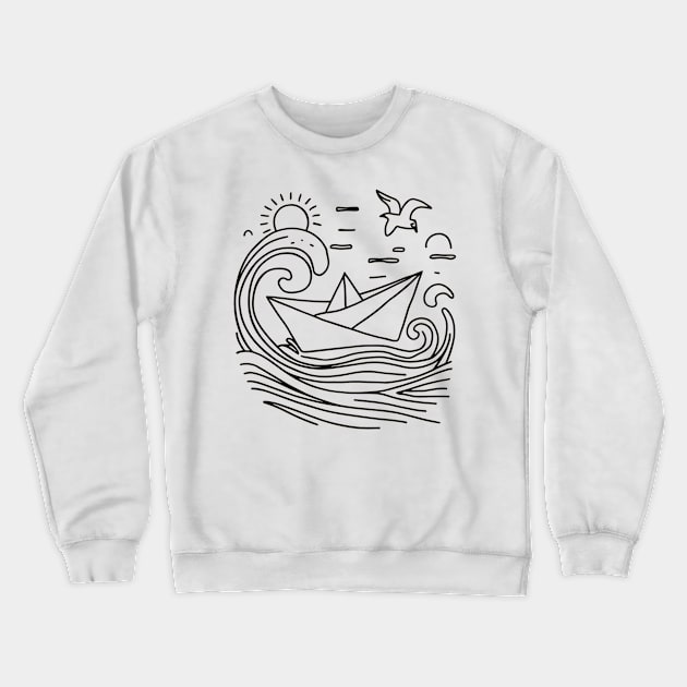 Paper Boat Adventure: A Journey of Imagination Crewneck Sweatshirt by UrbanBlend